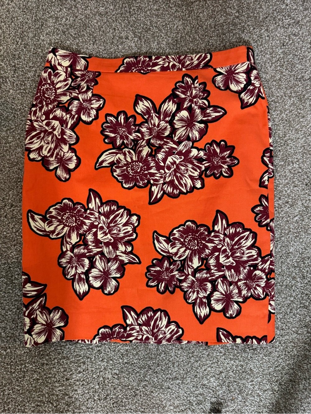 Anthropologie-Maeve Gardencore Orange Floral Pencil Skirt - Picture 2 of 8